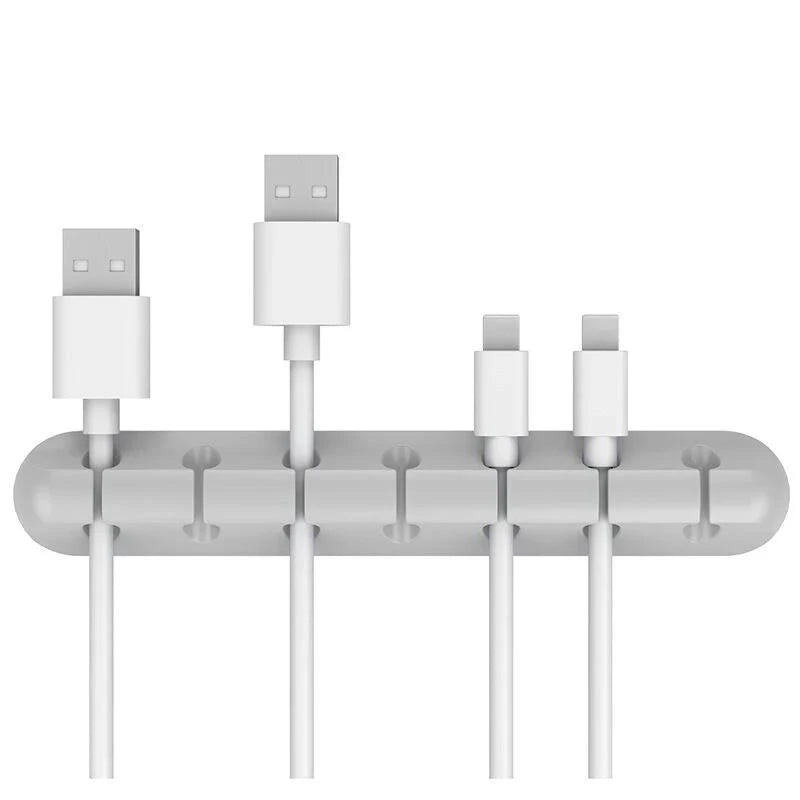 USB Cable Organzier Silicone Charging Cable Winder Mouse Cable Holder Office Desk Arrange Flexible Cable 7 Holes Management Clip