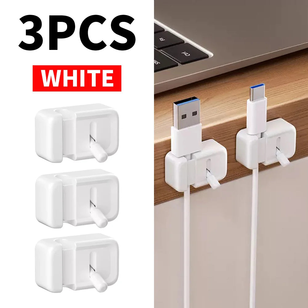 3Pcs/1Pc Convenient Creative Data Cable Storage Clip, Office Desktop Mouse Cable Holder, Mobile Phone Charging Cable Organizer
