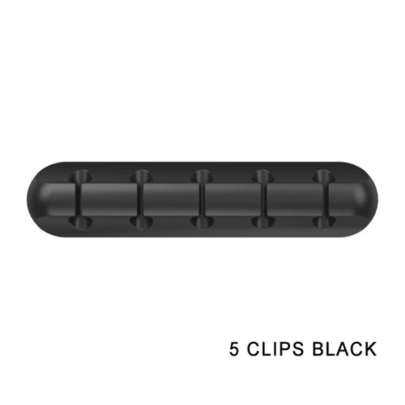 USB Cable Organzier Silicone Charging Cable Winder Mouse Cable Holder Office Desk Arrange Flexible Cable 7 Holes Management Clip