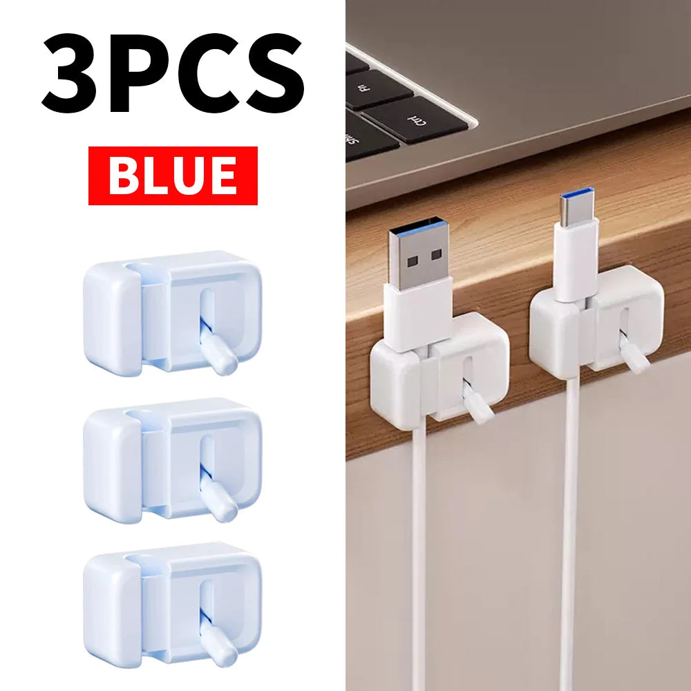 3Pcs/1Pc Convenient Creative Data Cable Storage Clip, Office Desktop Mouse Cable Holder, Mobile Phone Charging Cable Organizer