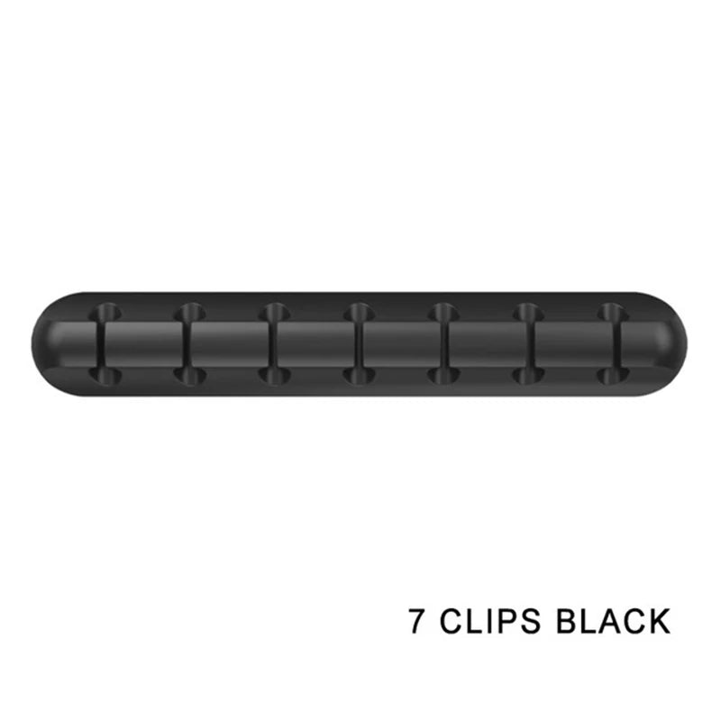 USB Cable Organzier Silicone Charging Cable Winder Mouse Cable Holder Office Desk Arrange Flexible Cable 7 Holes Management Clip