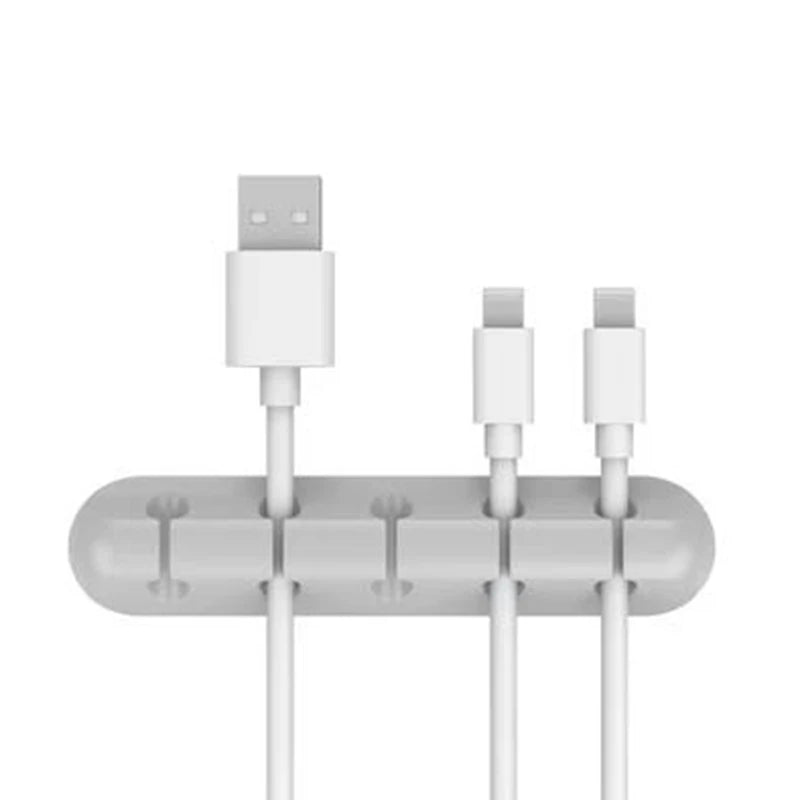 USB Cable Organzier Silicone Charging Cable Winder Mouse Cable Holder Office Desk Arrange Flexible Cable 7 Holes Management Clip