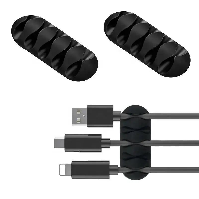 USB Cable Organzier Silicone Charging Cable Winder Mouse Cable Holder Office Desk Arrange Flexible Cable 7 Holes Management Clip