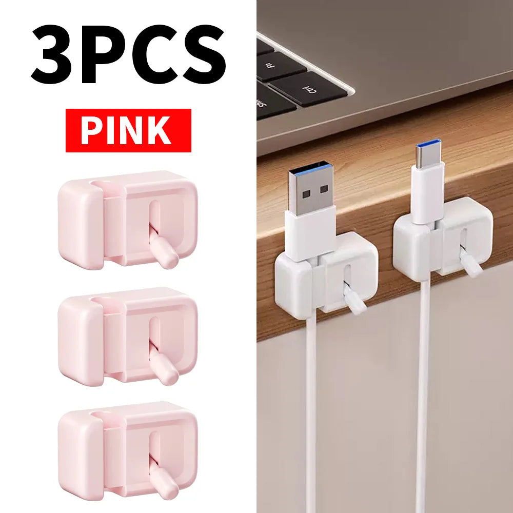 3Pcs/1Pc Convenient Creative Data Cable Storage Clip, Office Desktop Mouse Cable Holder, Mobile Phone Charging Cable Organizer